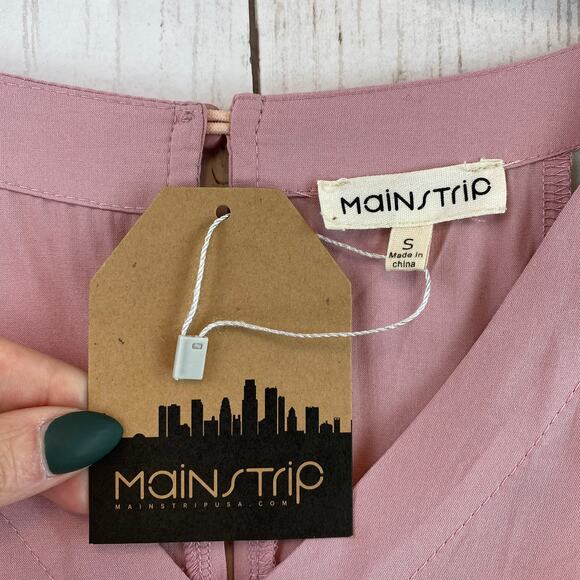 NWT Main Strip Cream/White/Mint/Rose Colorblock Tie Waist Romper Size Small - Picture 4 of 14